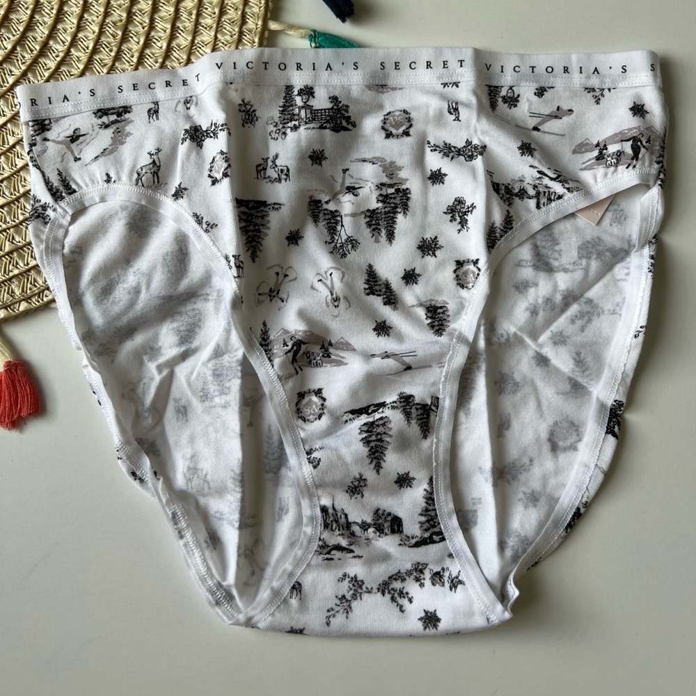Victoria's Secret Stretch Cotton High-Leg Brief Panty White Winter Toile S NEW
